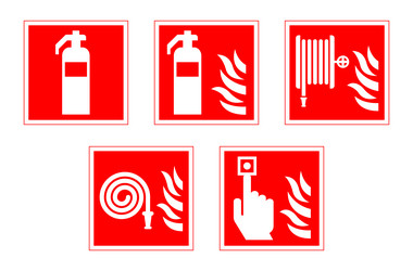 Fire Extinguisher Alarm Sign Set Vector Image