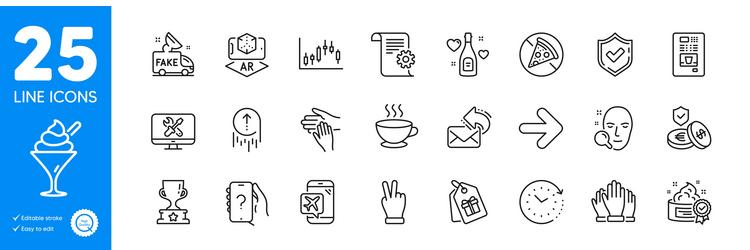 Outline icons set flight mode coffee vending vector