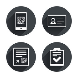 qr scan code icon boarding pass flight sign vector image