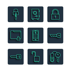 set line key open padlock house with lock vector image