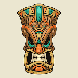 tiki mask colorful detailed sticker Vector Image