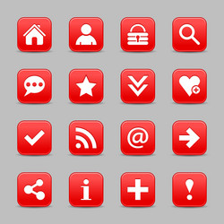 red satin icon web button with white basic sign vector image