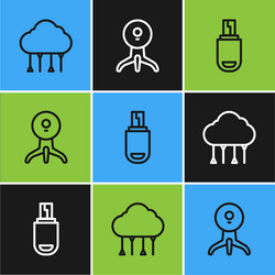 set line network cloud connection usb flash drive vector image