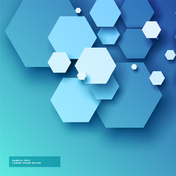 blue background with hexagonal shapes in 3d style vector image