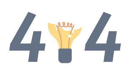 Broken lightbulb 404 page not found vector