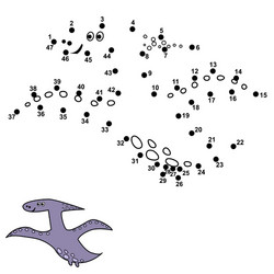 connect the dots and draw a cute pterodactyl vector