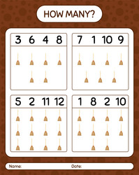 how many counting game with broom worksheet vector image