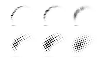 set halftone dots curved pattern texture vector image