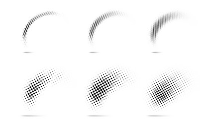 set halftone dots curved pattern texture vector