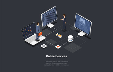 Benchmarking online services for trading woman vector