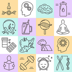 Biohacking icons set in thin line style vector