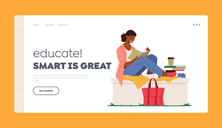 Education gaining knowledge landing page template vector