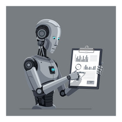 robot analyzing data with clipboard in minimal vector image