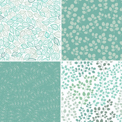 set of four seamless pattern with leaf abstract vector