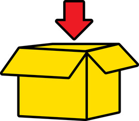 Arrow pointing a box icon line and fill style vector