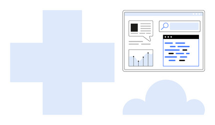 data analytics dashboard with health symbol vector image