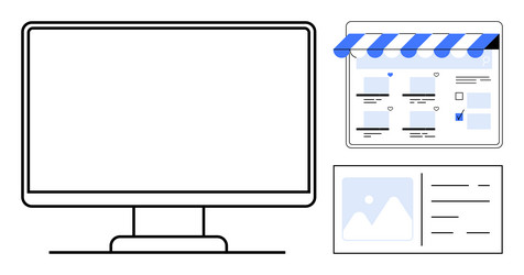 digital storefront with computer monitor vector image
