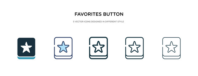 Favorites button icon in different style two vector