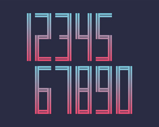 geometric font line digital effect design numbers vector image