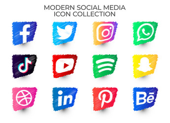 modern social media scribble icon set collection Vector Image