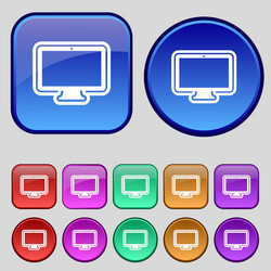 monitor icon sign a set of twelve vintage buttons vector image