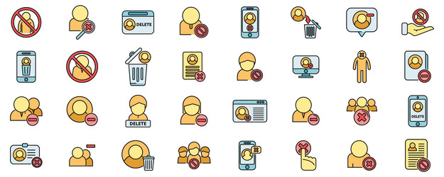 delete user icons set color line vector image