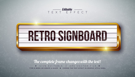retro signboard 3d text effect design editable vector image