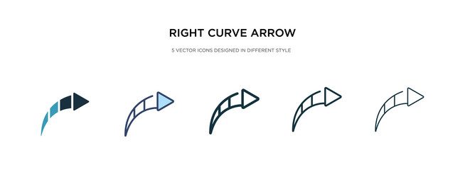 right curve arrow icon in different style two vector image