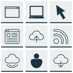 Set of 9 web icons includes wifi save data vector