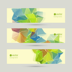 set of banners with triangles and polygon mesh vector