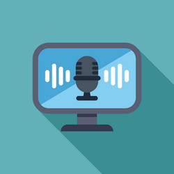 computer screen displaying microphone icon vector image