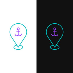 line map pointer with anchor icon isolated vector image