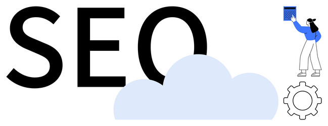 seo optimization concept with cloud integration vector image