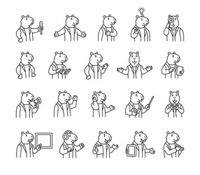 capybara guide character set with hands books vector image