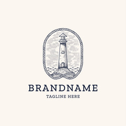 lighthouse with rope logo design template vector