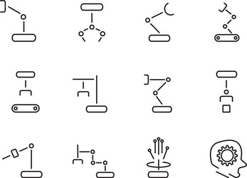 Robot Arm Icon Set - Automation vector image