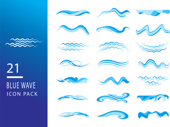 Set 21 wave icon logo design elements simple vector