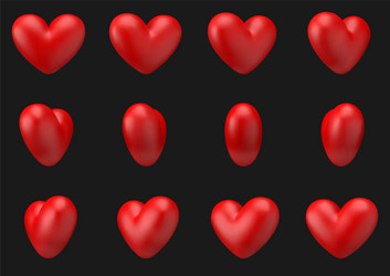 Heart 3d animation rotate around itself 12 frame vector