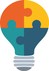 Jigsaw Puzzle with Bulb Icon vector image