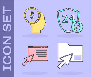 set cursor click document folder business man vector image