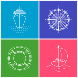 Set of color maritime icons vector