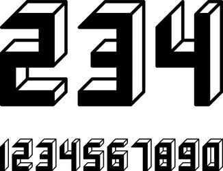 geometric font 3d effect design numbers space vector image