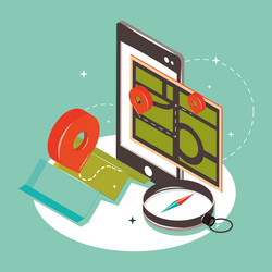 isometric smartphone with map navigation vector image