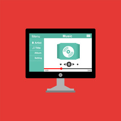 media player application app template with flat vector image