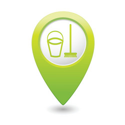 mop and busket green map pointer vector image