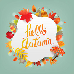 Autumn paper banner with leaves vector