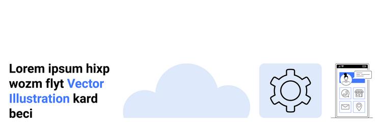 cloud computing setup with gear icon and digital vector image