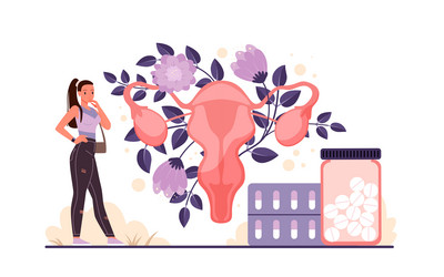 female oral contraception method with hormonal Vector Image