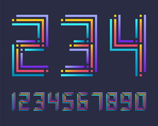 Geometric font line digital effect design numbers vector