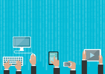 Hands with Devices and Binary vector image